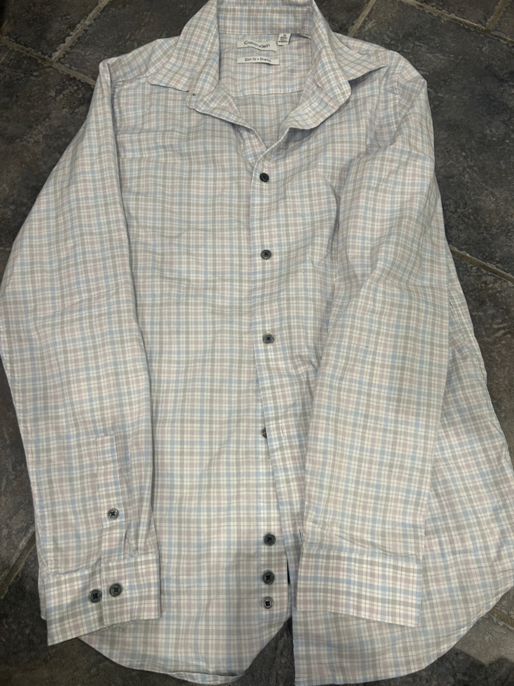 Teen Calvin Klein Light Blue & Cream Plaid Button-Down Shirt